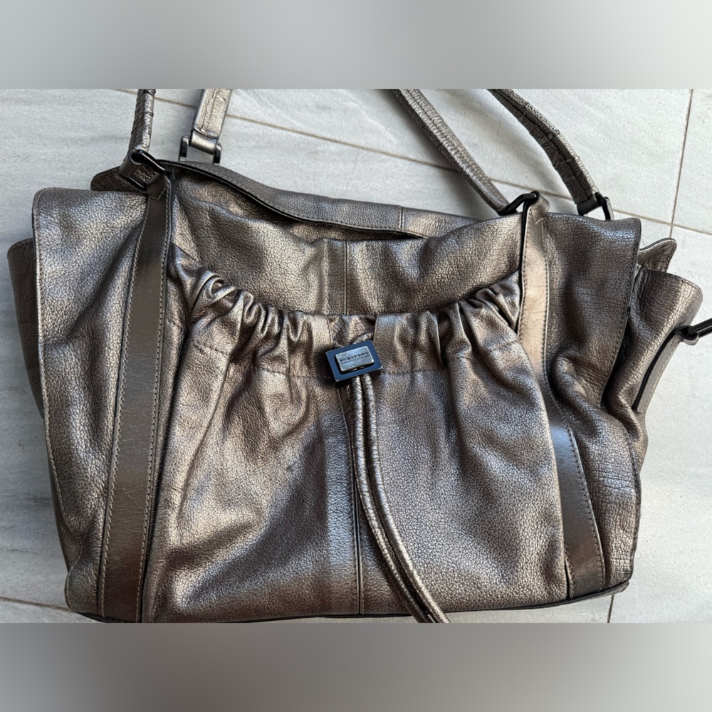 Burberry Farrar Large Metallic Leather Handled Tote Travel Shoulder Bag